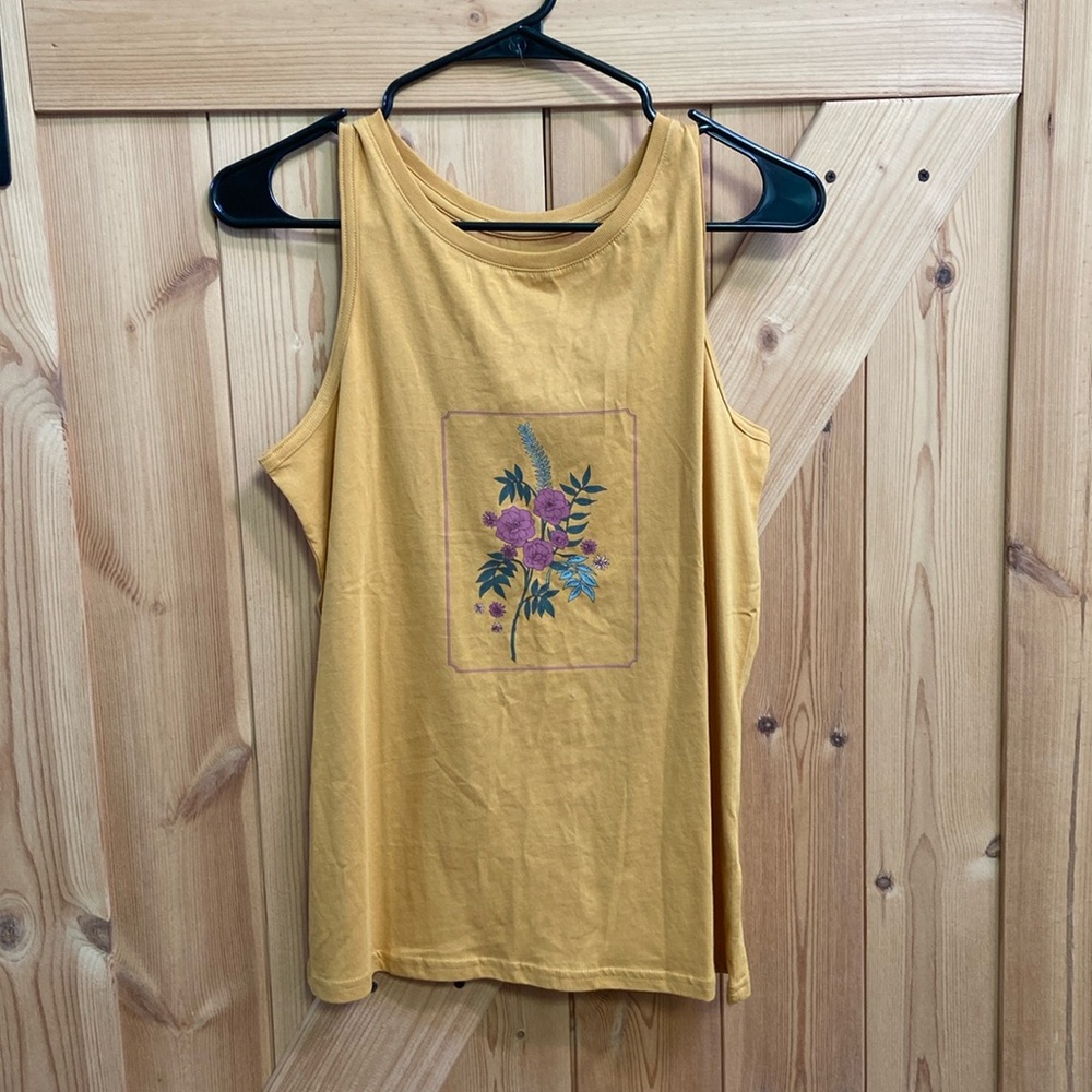Pact Mustard Yellow Tank Top with Floral Design
